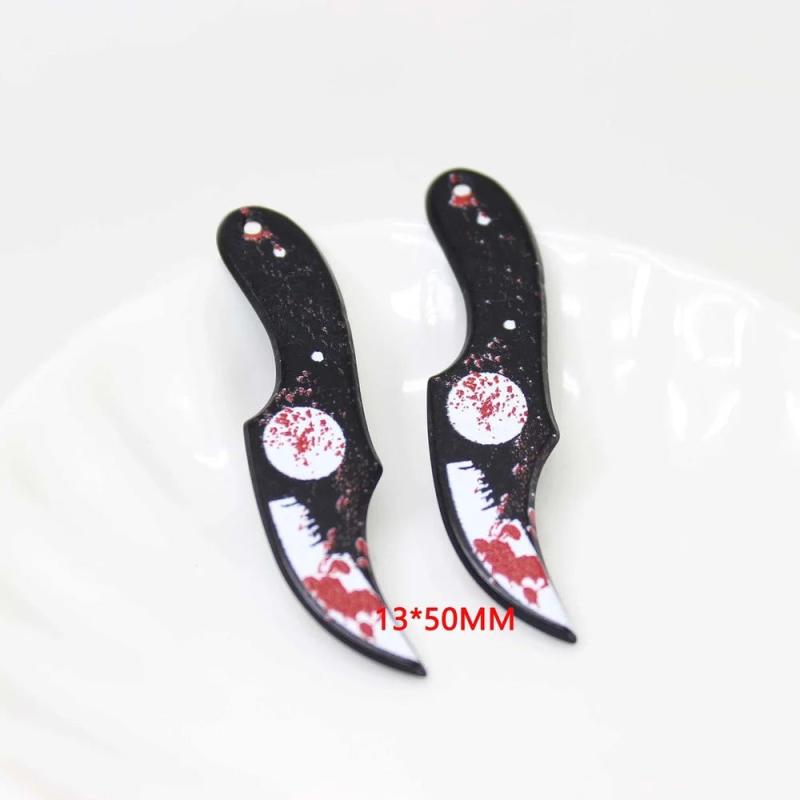 10Pcs/Lot Bloody Scissors Dagger Resin Halloween Charms Pendant