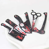 10Pcs/Lot Bloody Scissors Dagger Resin Halloween Charms Pendant