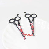 10Pcs/Lot Bloody Scissors Dagger Resin Halloween Charms Pendant