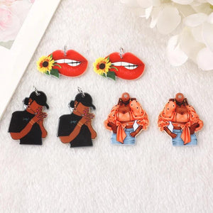 10Pcs Sunflower Red Lips Charms Acrylic Jewelry Findings