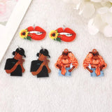 10Pcs Sunflower Red Lips Charms Acrylic Jewelry Findings