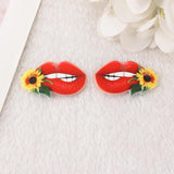 10Pcs Sunflower Red Lips Charms Acrylic Jewelry Findings