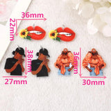 10Pcs Sunflower Red Lips Charms Acrylic Jewelry Findings