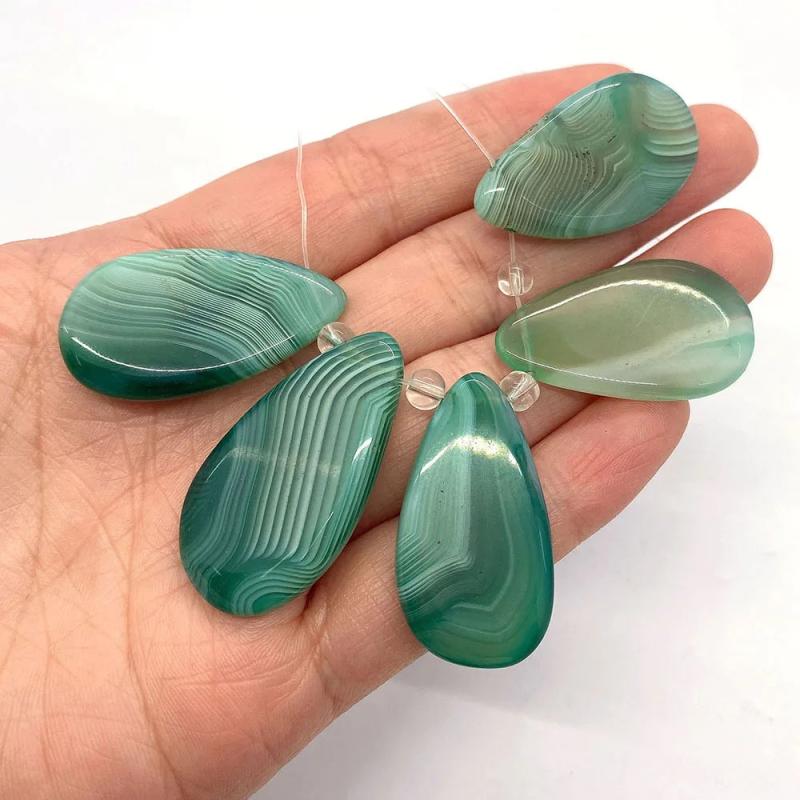 5pcs Chrysoprase Water Drop Pendant Set for Jewelry Making