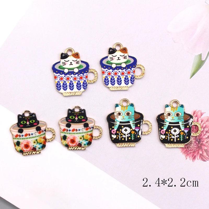 10x Cat Alloy Charms Cartoon Animal Pendant for DIY Jewelry Making