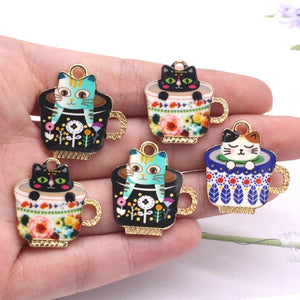 10x Cat Alloy Charms Cartoon Animal Pendant for DIY Jewelry Making
