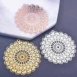 6pcs 42*44mm Rose Big Flower Charms Silver Earring Pendant DIY Jewelry