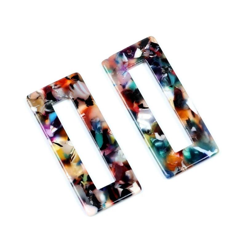 Tortoise Shell Earring Charm,Rectangle Shaped Acrylic Beads