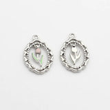 Enamel Tulip Flowers Coin Charms 6pcs/lot DIY Jewelry Making
