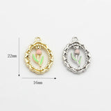 Enamel Tulip Flowers Coin Charms 6pcs/lot DIY Jewelry Making