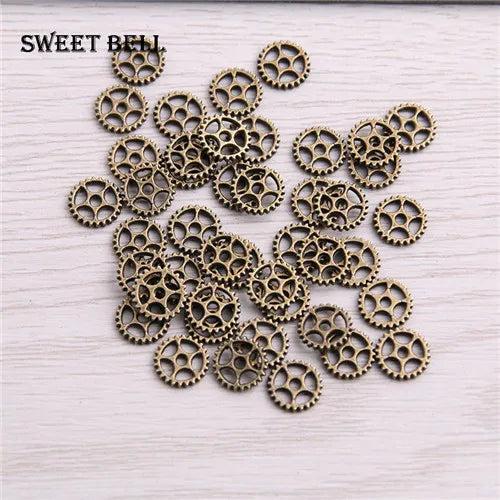 200pcs Mini Gear Pendant Antique Bronze Steampunk Charms DIY Jewelry Making