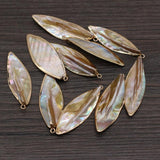 4Pcs Shell Pendant Mother Of Pearl Golden Leaf for Jewelry Making DIY