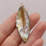 4Pcs Shell Pendant Mother Of Pearl Golden Leaf for Jewelry Making DIY