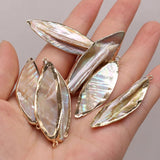 4Pcs Shell Pendant Mother Of Pearl Golden Leaf for Jewelry Making DIY