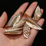 4Pcs Shell Pendant Mother Of Pearl Golden Leaf for Jewelry Making DIY