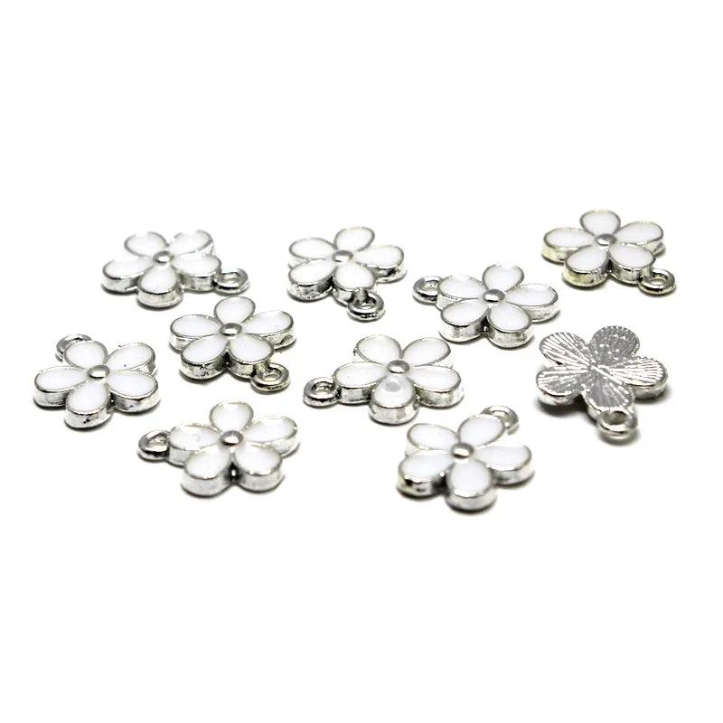 20Pcs Flower Alloy Enamel Pendants for Jewelry Making