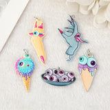 10 Pcs Halloween Eyeball Ice Cream Finger Charms Acrylic Findings Jewelry DIY