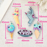10 Pcs Halloween Eyeball Ice Cream Finger Charms Acrylic Findings Jewelry DIY
