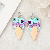 10 Pcs Halloween Eyeball Ice Cream Finger Charms Acrylic Findings Jewelry DIY