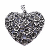 1pcs Antique Silver Hollow Flower Heart Charms Pendant For Jewelry Making