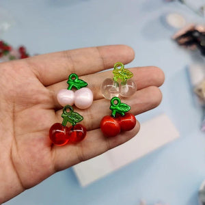 10pcs Resin Red Pink Cherry Charms Pendant DIY Jewelry Making C488-1