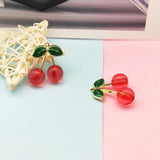 10pcs Enamel Cherry Charms Metal Fruit Crystal Pendants