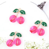 10pcs Enamel Cherry Charms Metal Fruit Crystal Pendants