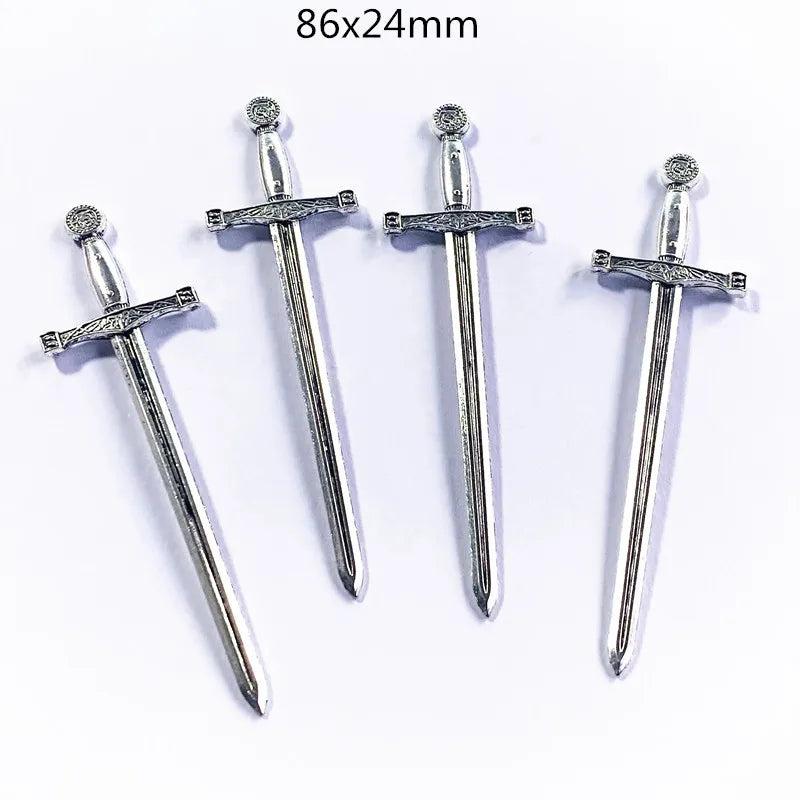 12pcs 86x24mm Sword Charms Pendant Tibetan Silver Tone Findings