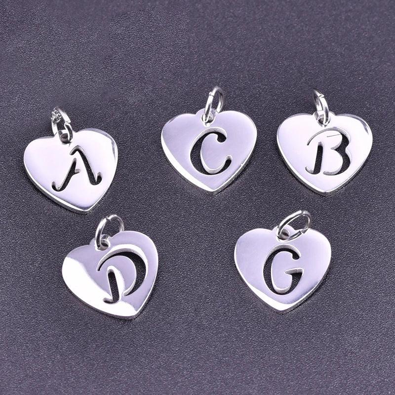 5pcs Stainless Steel A-Z Initials Alphabet Charm Letters Pendant Necklaces