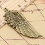 10pcs Angel Wings Charms 58x22mm Tibetan Bronze Silver Pendants DIY Craft