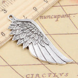 10pcs Angel Wings Charms 58x22mm Tibetan Bronze Silver Pendants DIY Craft