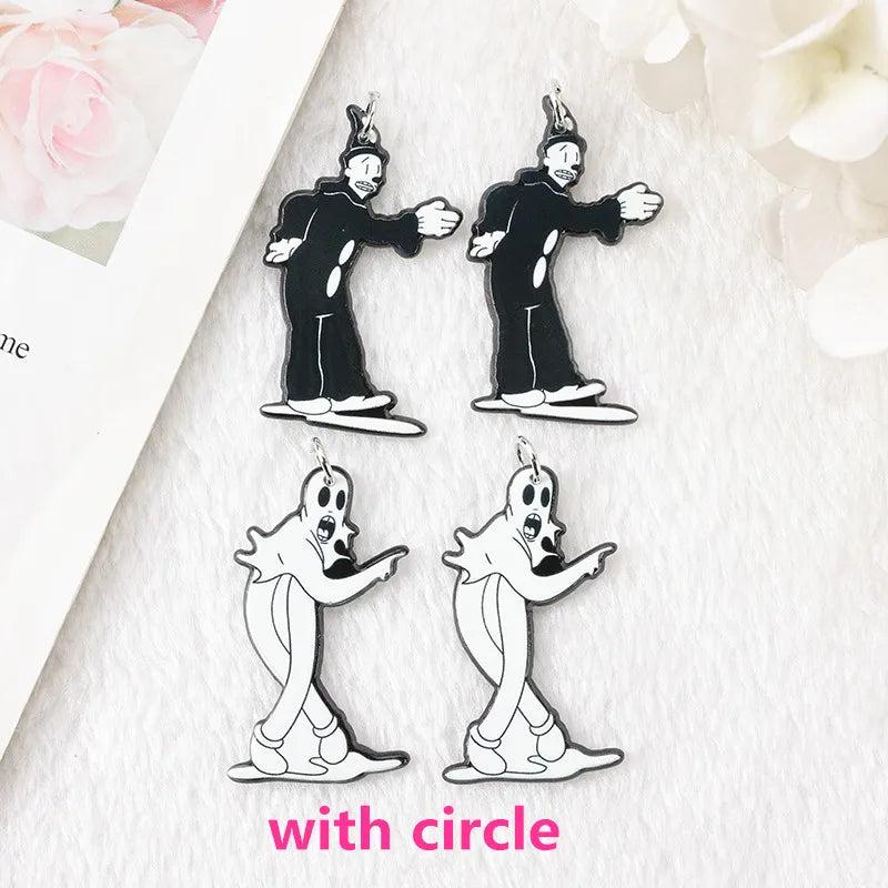 10Pcs Halloween Charms Ghost Clown Acrylic Earring Keychain Pendant