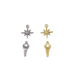 5pcs 8mm Stainless Steel Star and Key Coin Charms Pendant DIY Jewelry