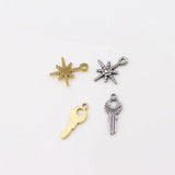 5pcs 8mm Stainless Steel Star and Key Coin Charms Pendant DIY Jewelry