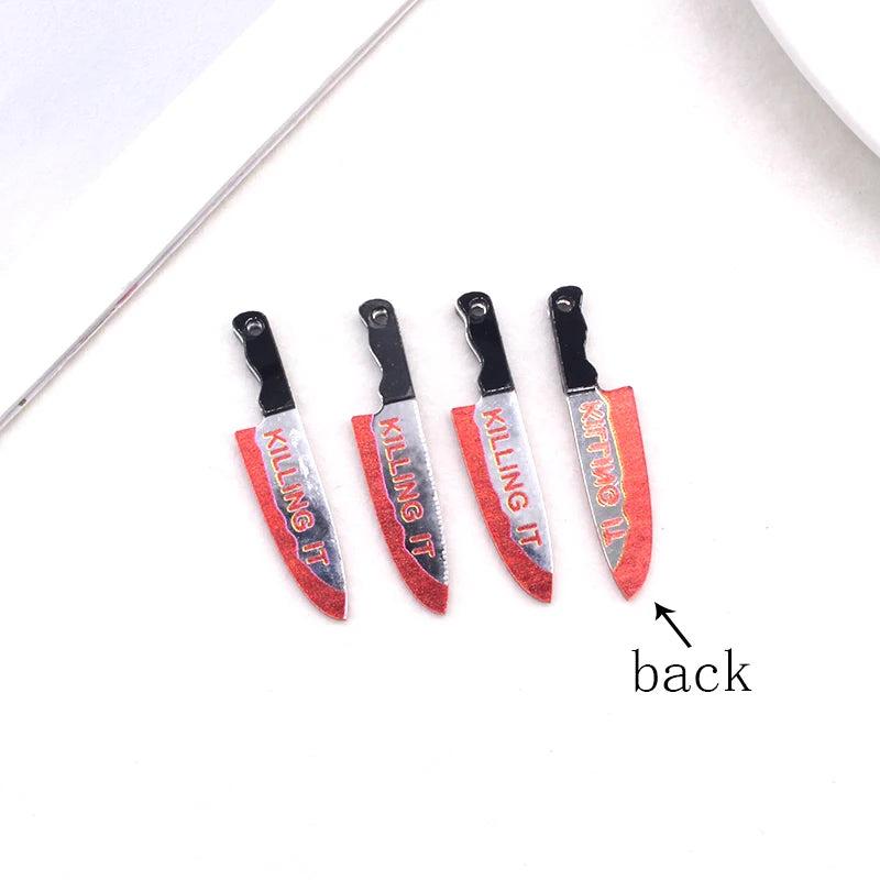 10pcs Double Sided Bloody Dagger Acrylic Charms Pendant DIY Jewelry