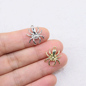 20pcs 14mm Spider Girl's Coin Zinc Alloy DIY Jewelry Charms 2 Colors