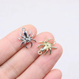 20pcs 14mm Spider Girl's Coin Zinc Alloy DIY Jewelry Charms 2 Colors