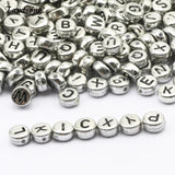 Silver Letter Beads 4X7MM Acrylic Random Alphabet Loose Beads