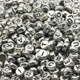 Silver Letter Beads 4X7MM Acrylic Random Alphabet Loose Beads