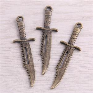 10PCS 19*65mm Two Weapon Charms Simulation Pendant Metal Alloy Jewelry
