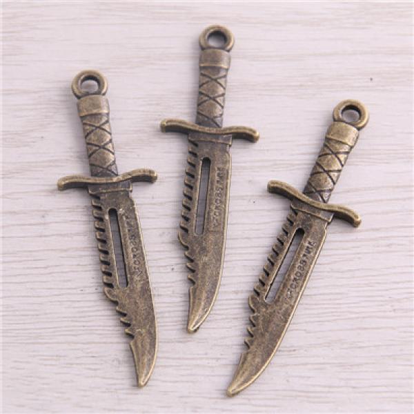 10PCS 19*65mm Two Weapon Charms Simulation Pendant Metal Alloy Jewelry