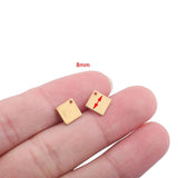 20Pcs Raw Brass Square Disc Charms for DIY Jewelry Making