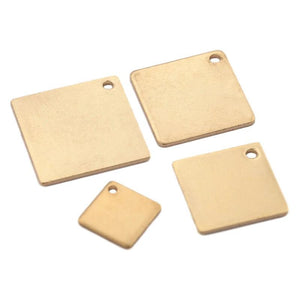 20Pcs Raw Brass Square Disc Charms for DIY Jewelry Making