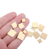 20Pcs Raw Brass Square Disc Charms for DIY Jewelry Making