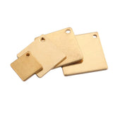 20Pcs Raw Brass Square Disc Charms for DIY Jewelry Making