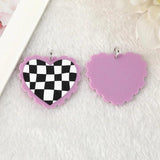 10 Pcs Acrylic Heart Charms Flower Cherry Butterfly Clouds Pendant 38*33mm DIY
