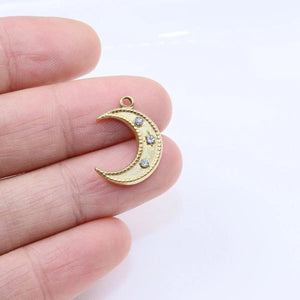 5pcs 15mm Stainless Steel High Moon Stones Charms Pendant