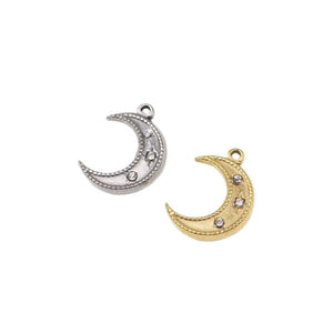 5pcs 15mm Stainless Steel High Moon Stones Charms Pendant