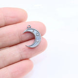 5pcs 15mm Stainless Steel High Moon Stones Charms Pendant