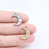 5pcs 15mm Stainless Steel High Moon Stones Charms Pendant